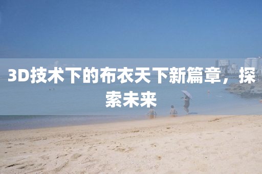 3D技術下的布衣天下新篇章，探索未來