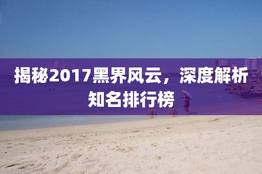 揭秘2017黑界風(fēng)云，深度解析知名排行榜
