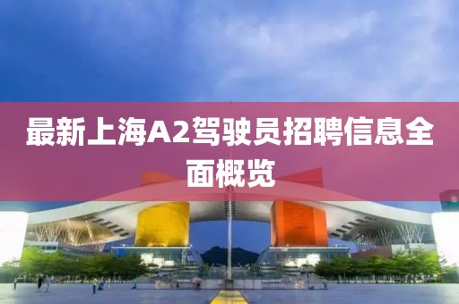 最新上海A2駕駛員招聘信息全面概覽