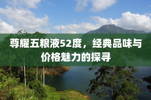 尊耀五糧液52度，經(jīng)典品味與價格魅力的探尋