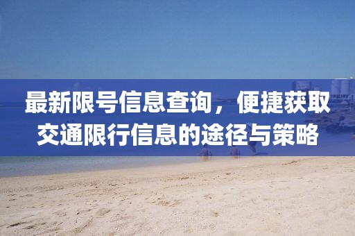 最新限號信息查詢，便捷獲取交通限行信息的途徑與策略