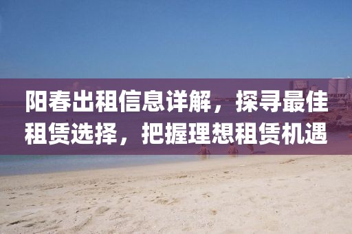 陽春出租信息詳解，探尋最佳租賃選擇，把握理想租賃機(jī)遇