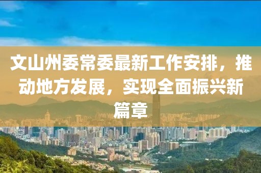 文山州委常委最新工作安排，推動(dòng)地方發(fā)展，實(shí)現(xiàn)全面振興新篇章