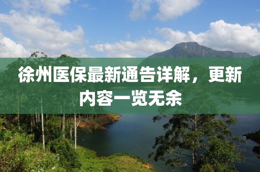 徐州醫(yī)保最新通告詳解，更新內(nèi)容一覽無余