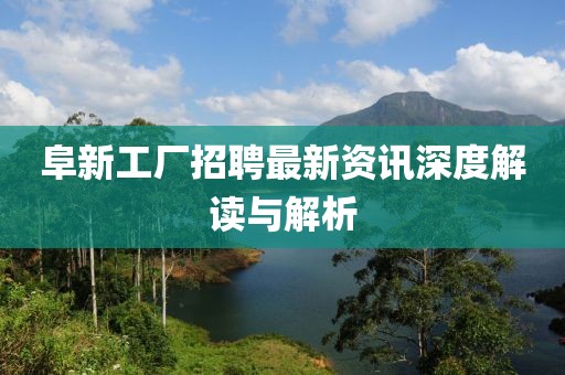 阜新工廠招聘最新資訊深度解讀與解析